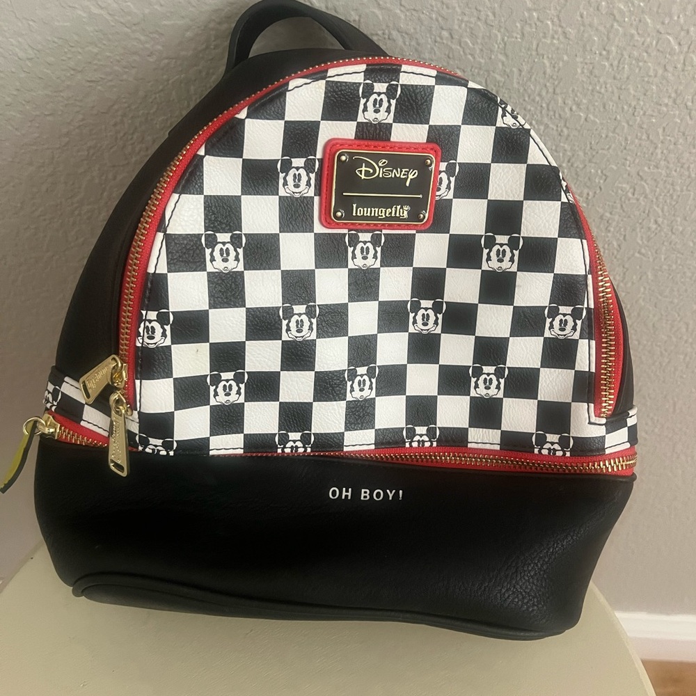 Loungefly Disney OH BOY Black and White Checkered Backpack